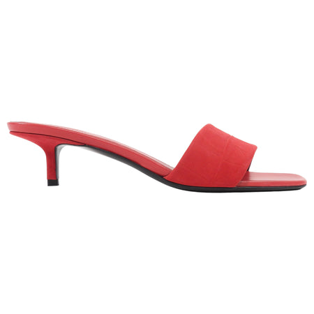 Loulou de Saison Red Sarafina Kitten Mule Heel Sandals - 37