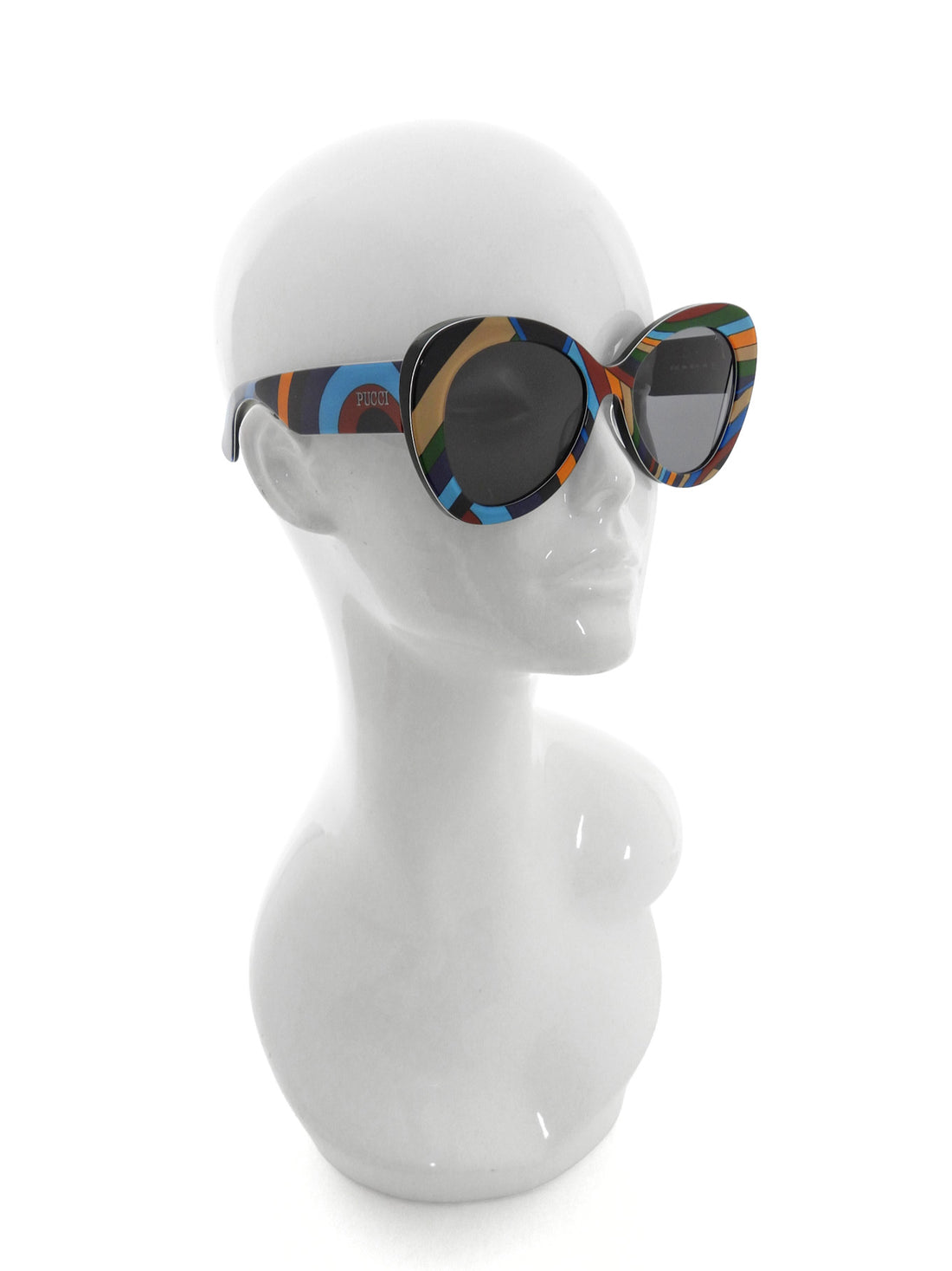 Emilio Pucci Multicolor Stripe Oversized Cat Eye Sunglasses EP 232 9A