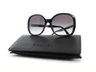 Chanel CC Black Leather and Gold Tone Chain Link Embellished Sunglasses 5470-Q