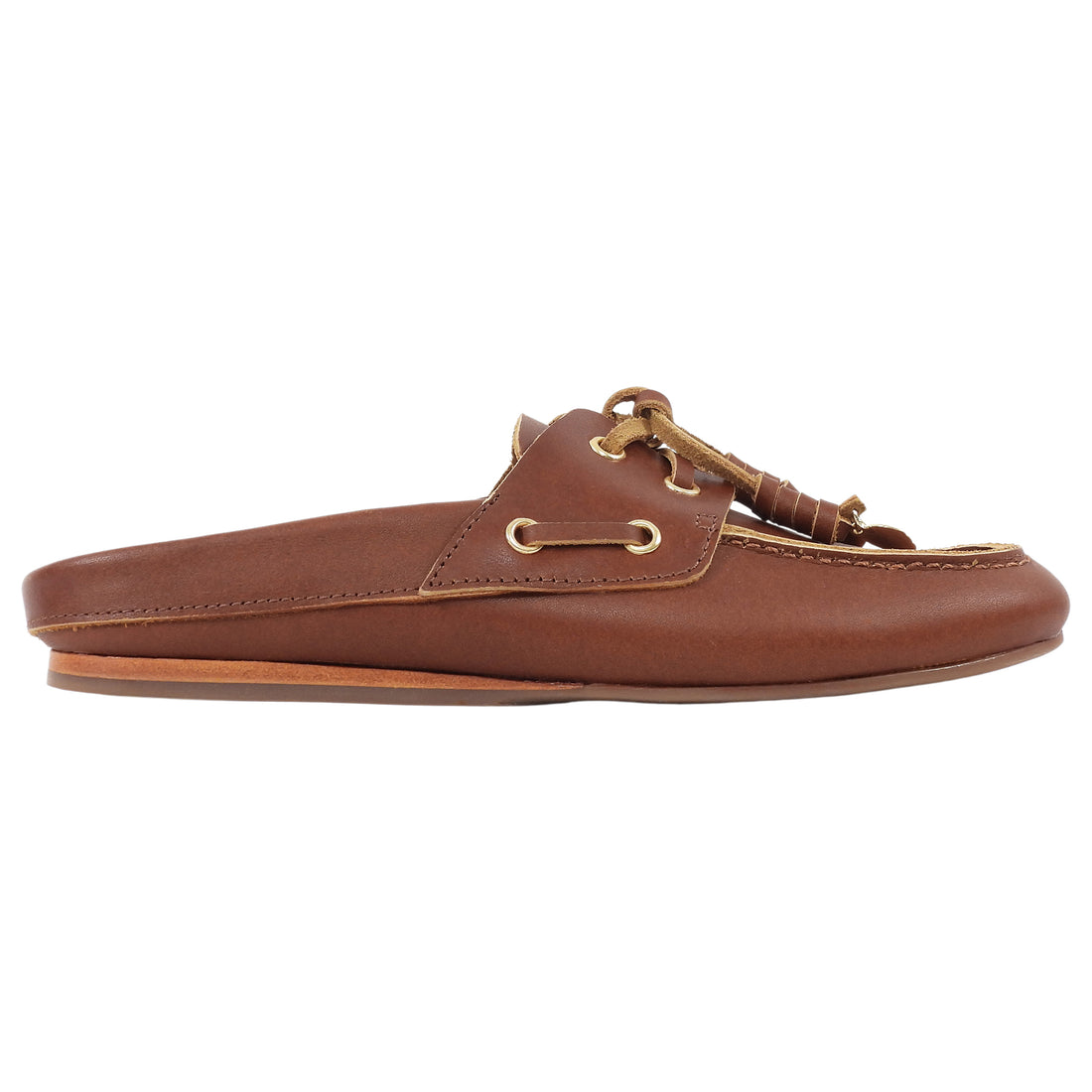 Ancient Greek Sandals Brown Naveta Leather Lace Up Boat Shoes Mules - 7