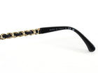 Chanel CC Black Leather and Gold Tone Chain Link Embellished Sunglasses 5470-Q