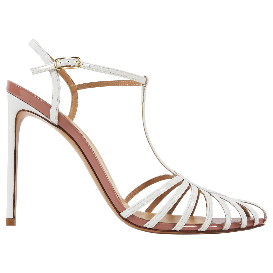 Francesco Russo Patent Leather Cage Strappy Pointed High Heel Sandals - 38.5
