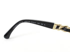 Chanel CC Black Leather and Gold Tone Chain Link Embellished Sunglasses 5470-Q