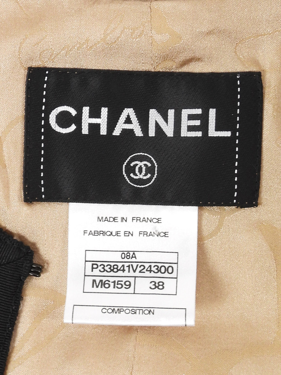 Chanel Camel black 08A Tweed Grosgrain Trim Jacket and Skirt 2pcs Suit - 38