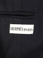 Hermes Black Vintage Wool Blend Trench Coat - FR 44 / US 10
