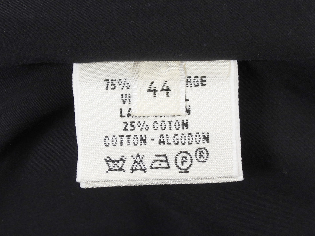 Hermes Black Vintage Wool Blend Trench Coat - FR 44 / US 10