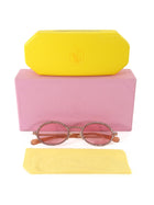 Swarovski Pink Crystal Embellished Gold Tone Rose Lens Oval Sunglasses SK340