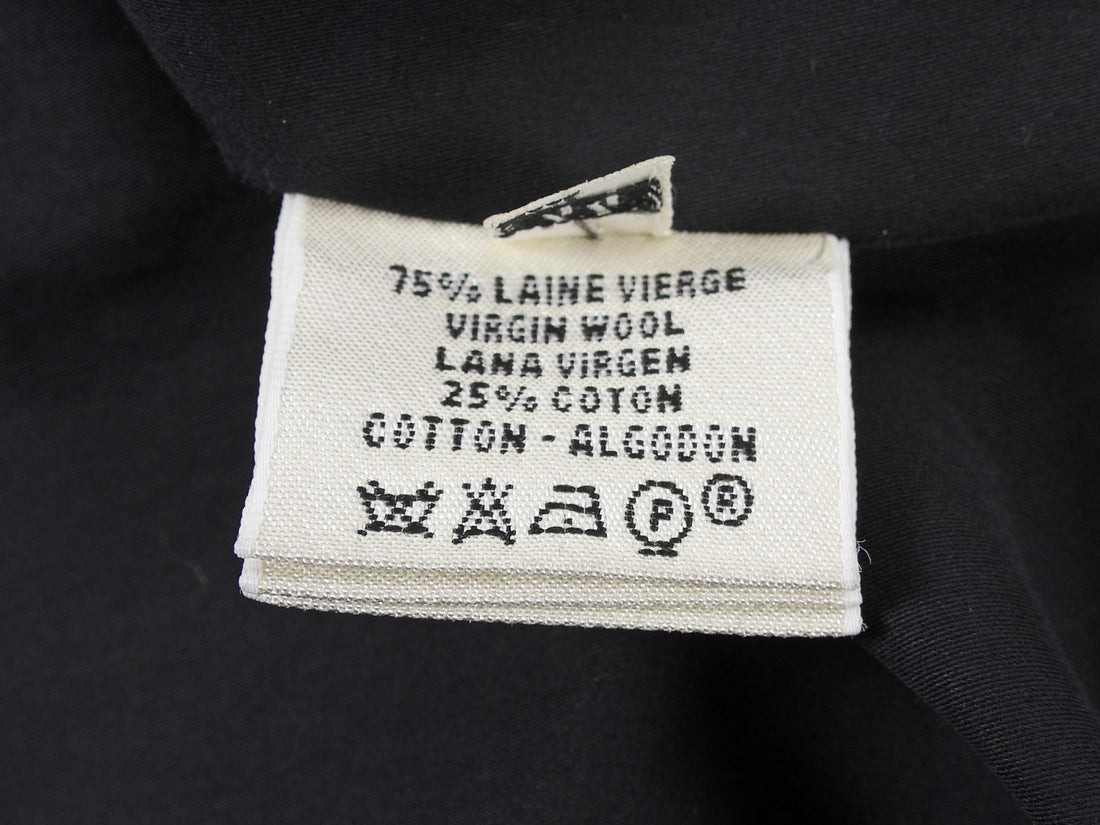 Hermes Black Vintage Wool Blend Trench Coat - FR 44 / US 10