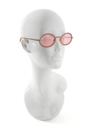 Swarovski Pink Crystal Embellished Gold Tone Rose Lens Oval Sunglasses SK340
