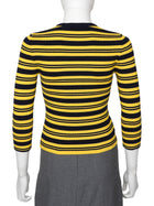 Prada Yellow Navy Stripe Knit Logo Short Sleeve Top - S
