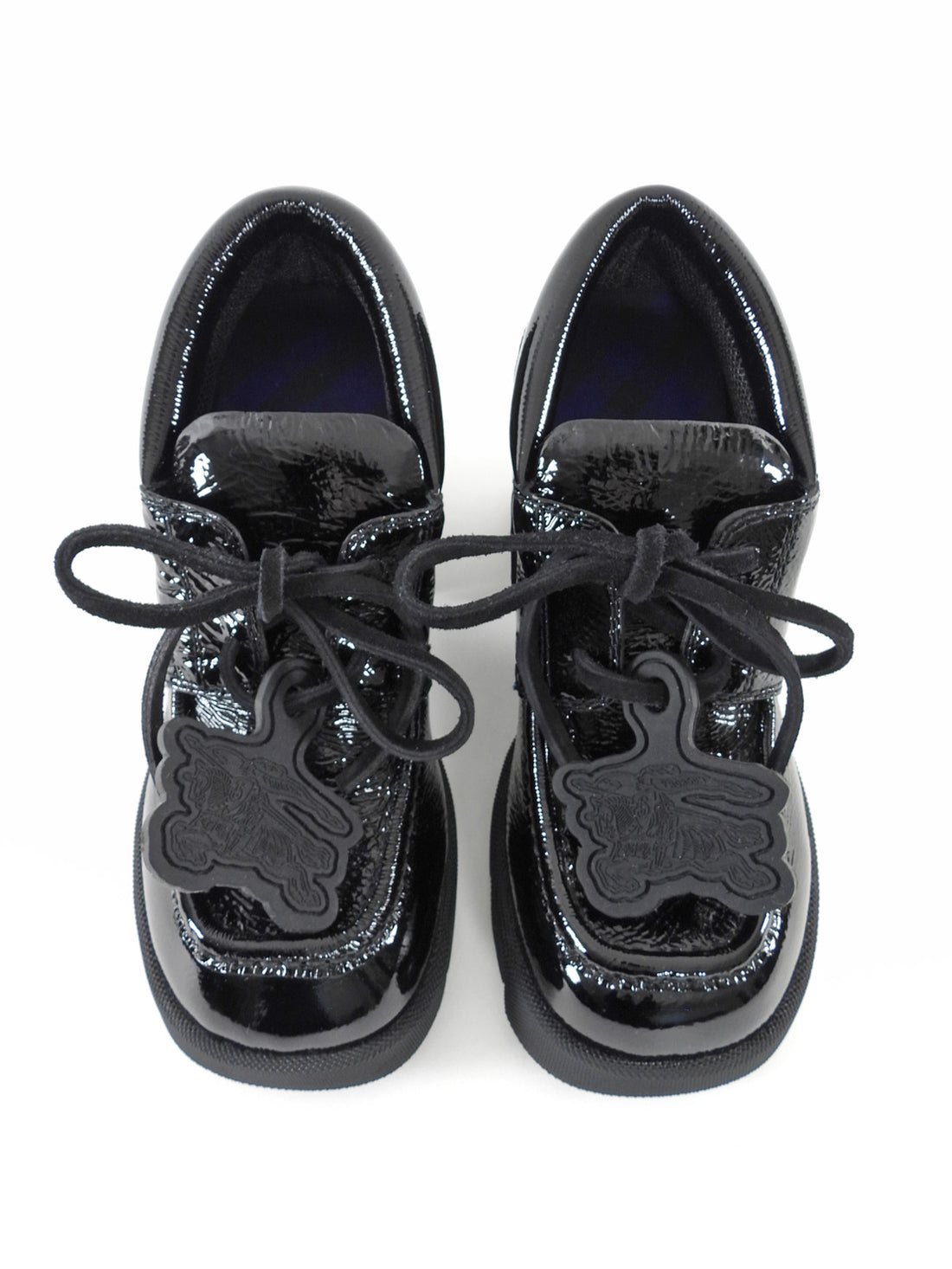 Burberry Black Patent Leather Block Heel Stride Loafers - 36