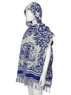 Christian Dior Blue White Toile de Jouy Printed Beach Poncho - O/S