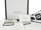 Gucci Black and White Calfskin Interlocking GG Low Top Sneakers - 37