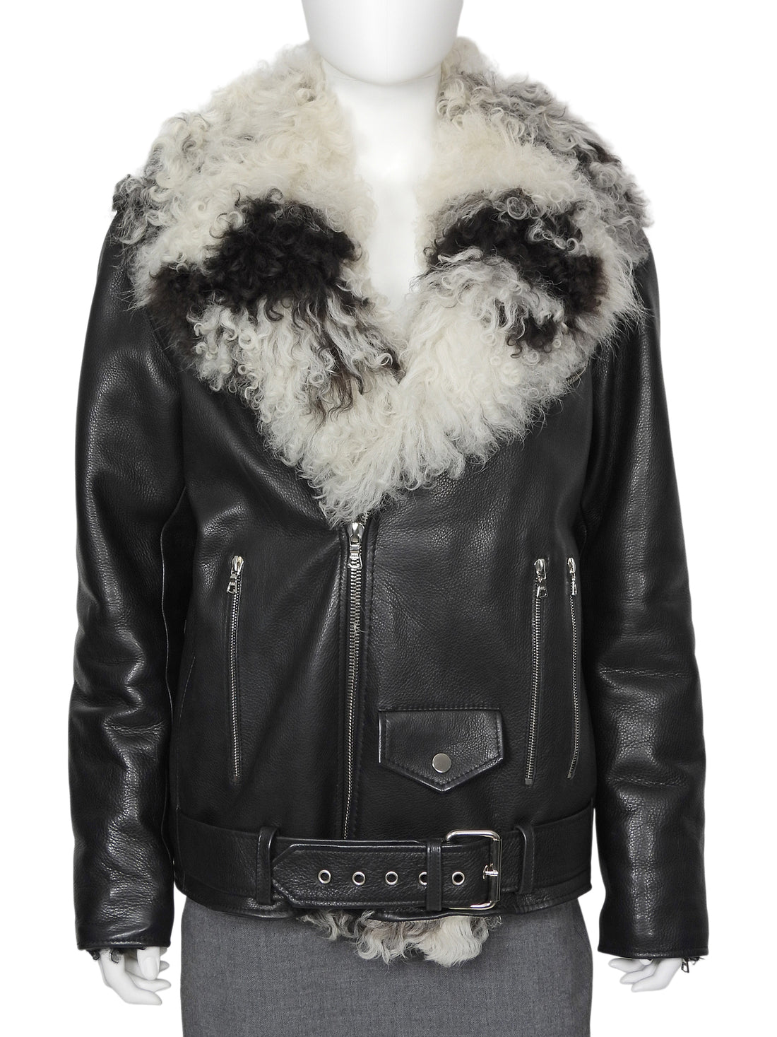 By The Namesake Black Striped Tigrado Shearling Lined Toro Leather Prince Jacket - 42