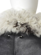 By The Namesake Black Striped Tigrado Shearling Lined Toro Leather Prince Jacket - 42
