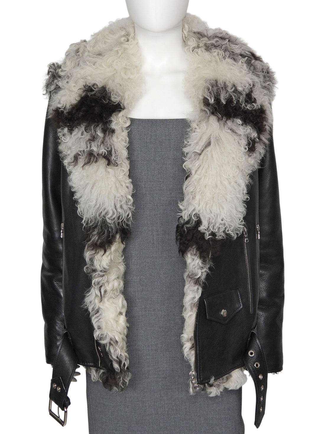 By The Namesake Black Striped Tigrado Shearling Lined Toro Leather Prince Jacket - 42