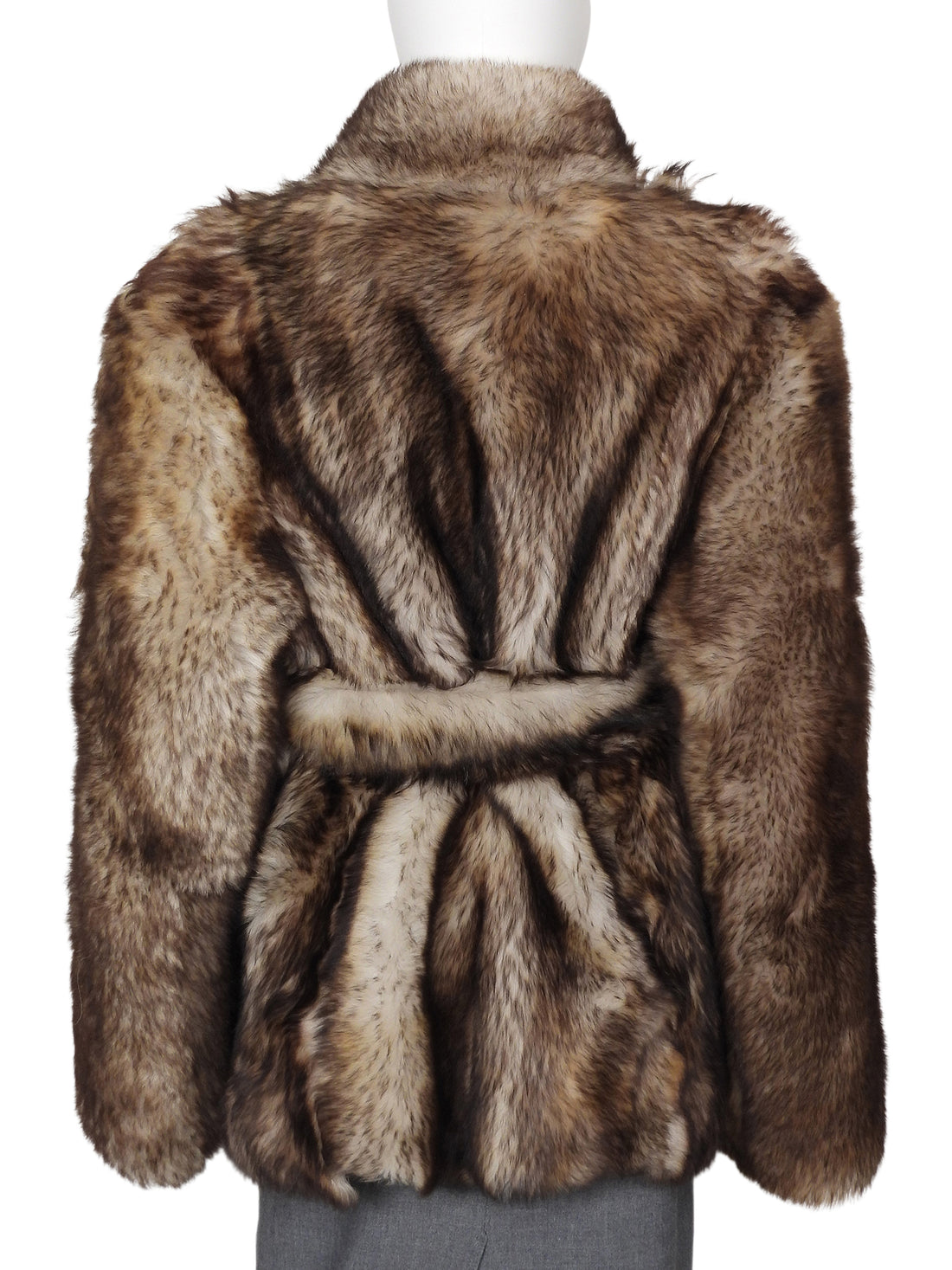 Nour Hammour Tundra Brown Elsa Shearling Belted Short Coat - 40