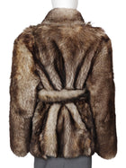 Nour Hammour Tundra Brown Elsa Shearling Belted Short Coat - 40