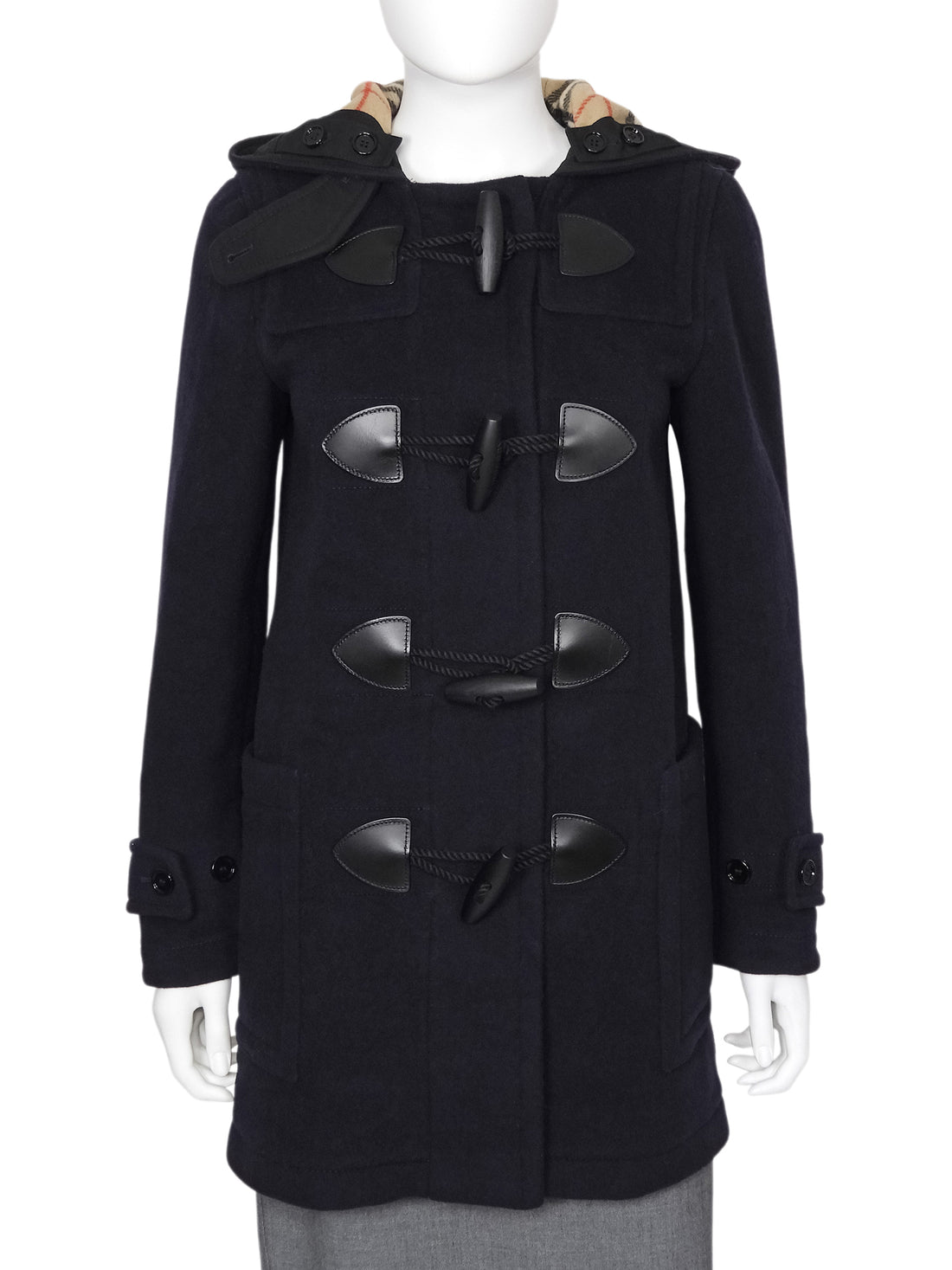 Burberry London Navy Harrowgate Wool Hooded Duffle Coat - 36 / US 2