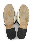 Chanel 2023 Black and White Crochet Knit CC Logo Flat Mules - 37