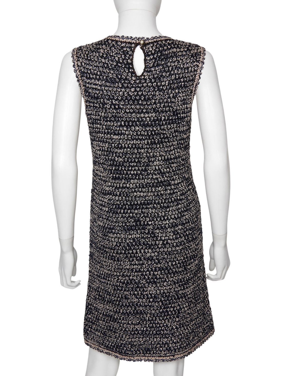 Chanel Navy Brown Beige 11P Knit Chain Jacket and Dress 2pcs - 36 / 38