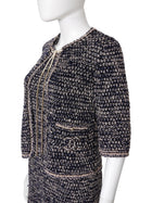 Chanel Navy Brown Beige 11P Knit Chain Jacket and Dress 2pcs - 36 / 38