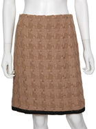 Chanel Camel black 08A Tweed Grosgrain Trim Jacket and Skirt 2pcs Suit - 38