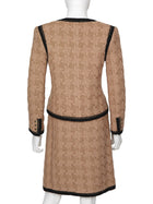 Chanel Camel black 08A Tweed Grosgrain Trim Jacket and Skirt 2pcs Suit - 38