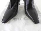 Jimmy Choo Black Leather Open Back Square Toe High Heel Boots - 34.5