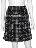 Chanel Black Grey 05A Tweed Wool Camelia Skirt and Coat 2pcs - 38