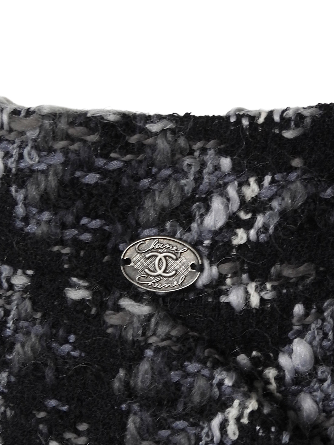 Chanel Black Grey 05A Tweed Wool Camelia Skirt and Coat 2pcs - 38