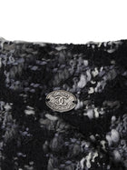 Chanel Black Grey 05A Tweed Wool Camelia Skirt and Coat 2pcs - 38