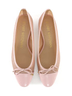 Stuart Weitzman Sleek Bow Pink Sparkle Mesh Leather Trim Cap Toe Ballet Flats - 38