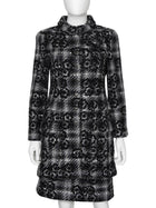 Chanel Black Grey 05A Tweed Wool Camelia Skirt and Coat 2pcs - 38