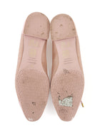 Stuart Weitzman Sleek Bow Pink Sparkle Mesh Leather Trim Cap Toe Ballet Flats - 38
