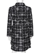 Chanel Black Grey 05A Tweed Wool Camelia Skirt and Coat 2pcs - 38
