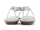 Prada Silver Metallic Leather Crystal Embellished Flat Thong T-Strap Sandals - 36