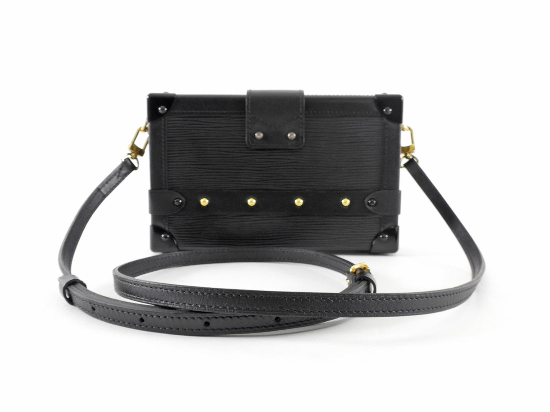 Louis Vuitton Black Epi Leather Petite Malle Trunk Box Bag