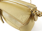 Loewe Mini Puzzle Edge Gold Metallic Leather Two Way Bag