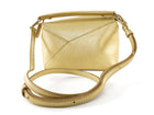 Loewe Mini Puzzle Edge Gold Metallic Leather Two Way Bag