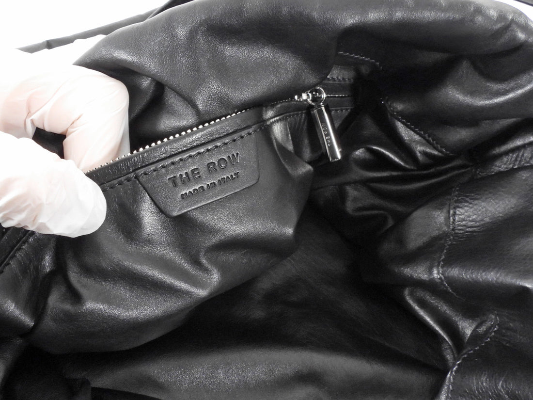 The Row Black Angy Calfskin Leather Drawstring Shoulder Bag