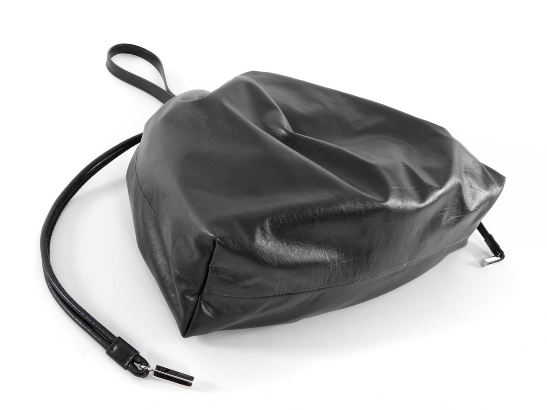 The Row Black Angy Calfskin Leather Drawstring Shoulder Bag