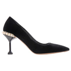 Miu Miu Black Velvet Pearl Embellished Pumps