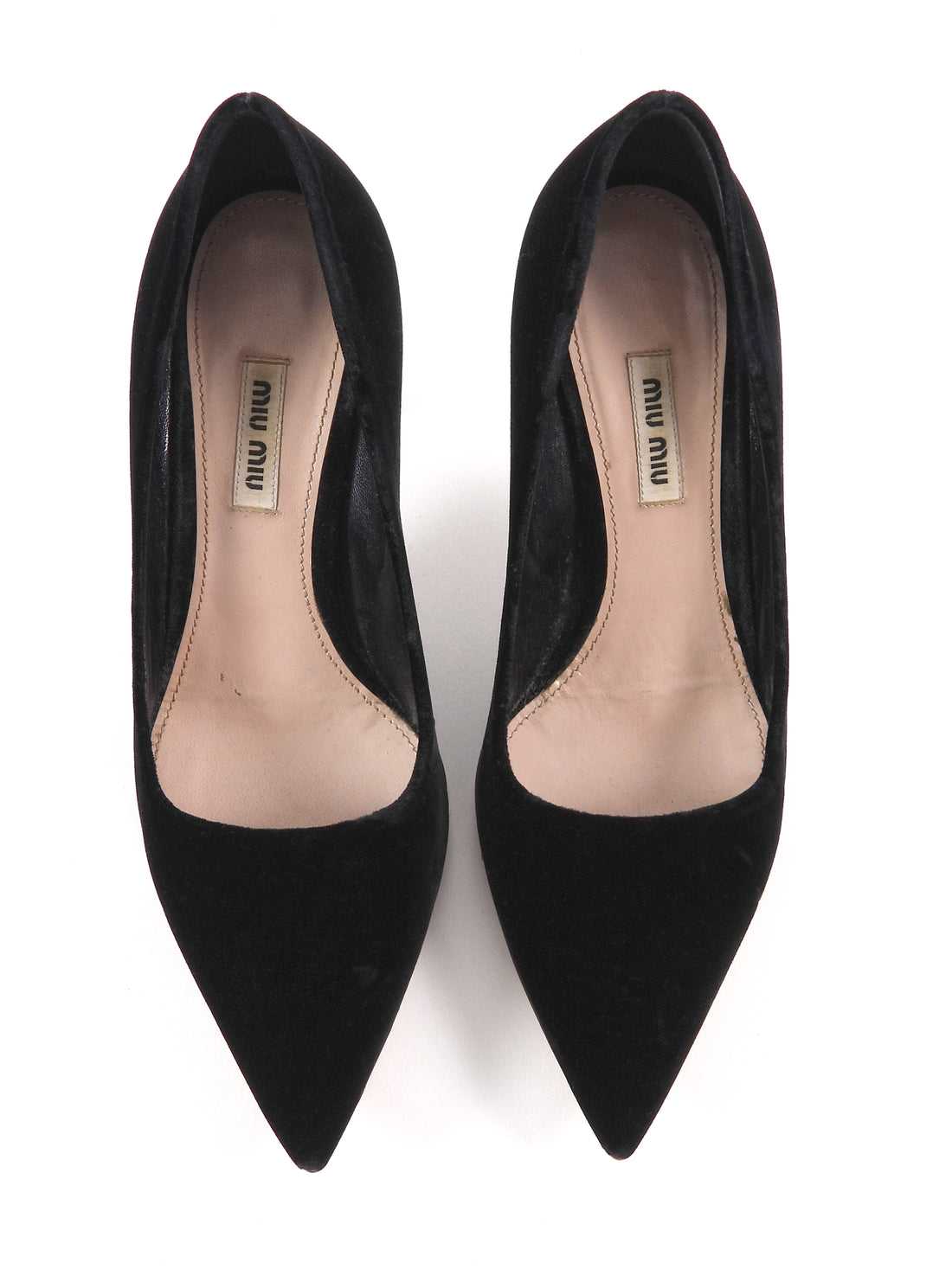 Miu Miu Black Velvet Pearl Embellished Pumps