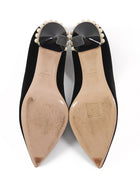 Miu Miu Black Velvet Pearl Embellished Pumps