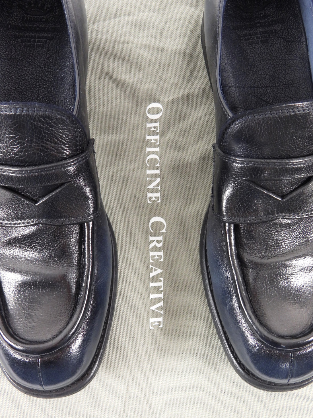 Officine Creative Navy Diary 001 Novak Leather Penny Loafers - 39