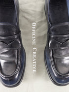 Officine Creative Navy Diary 001 Novak Leather Penny Loafers - 39