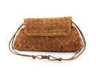 Bottega Veneta Giorno Brown Suede Intrecciato Woven Leather Shoulder Bag