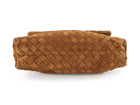 Bottega Veneta Giorno Brown Suede Intrecciato Woven Leather Shoulder Bag