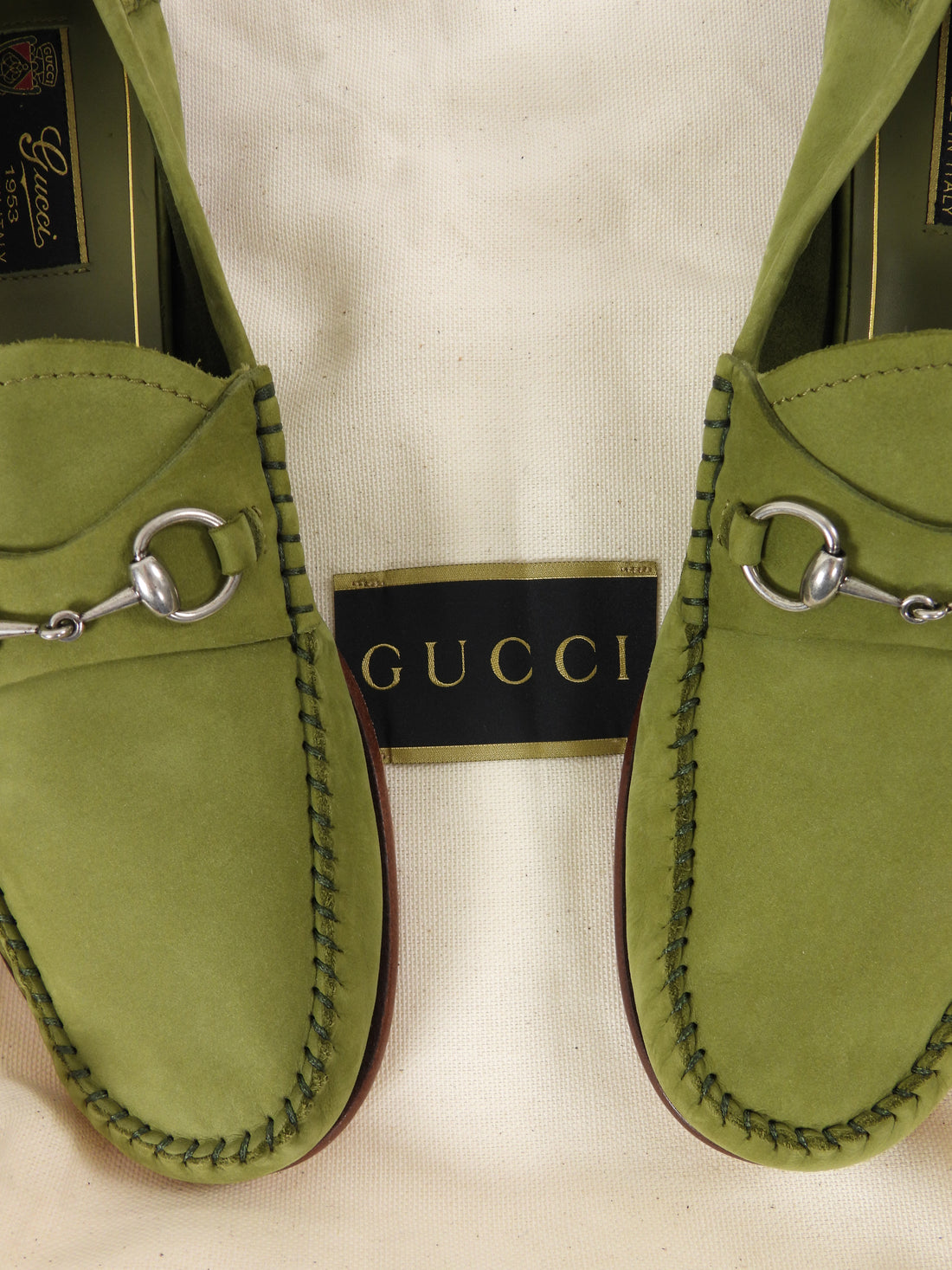Gucci Olive green Nubuck Suede Soft Horsebit 1953 Loafer - 39.5